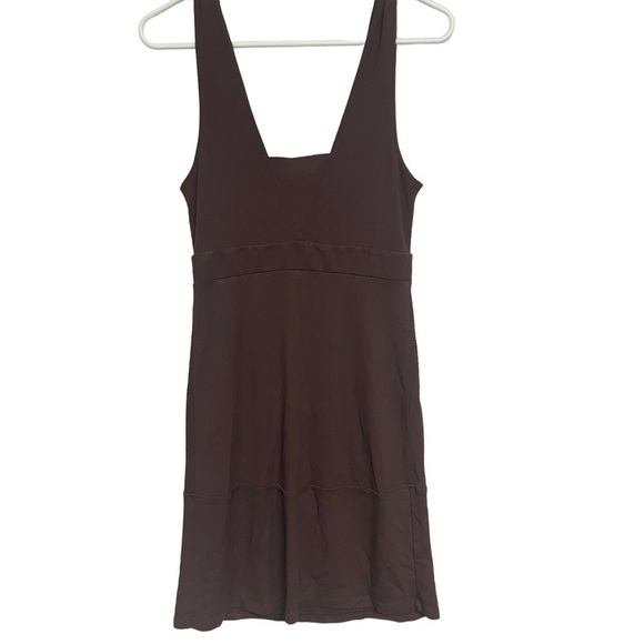 THEORY Brown Stretch Bodycon V-neck Mini Dress, 7056601R, P, XS, 0-00 - Picture 1 of 10